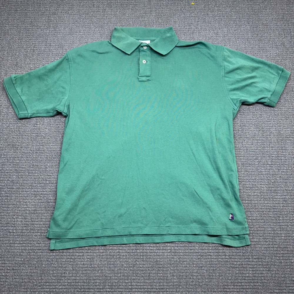Norsport Mens Green 100% Cotton Short Sleeve Sailboat Logo Polo Shirt Size L